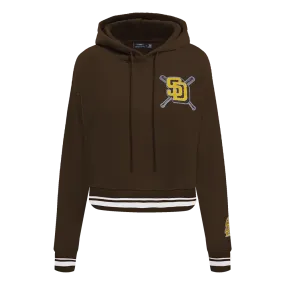 MLB SAN DIEGO PADRES MASHUP WOMEN'S RIB CROPPED PO HOODIE (BROWN)