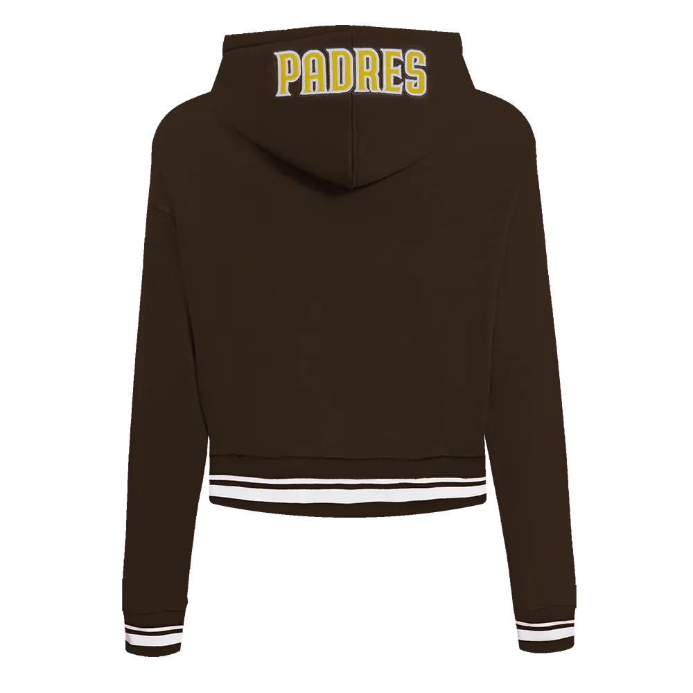 MLB SAN DIEGO PADRES MASHUP WOMEN'S RIB CROPPED PO HOODIE (BROWN)