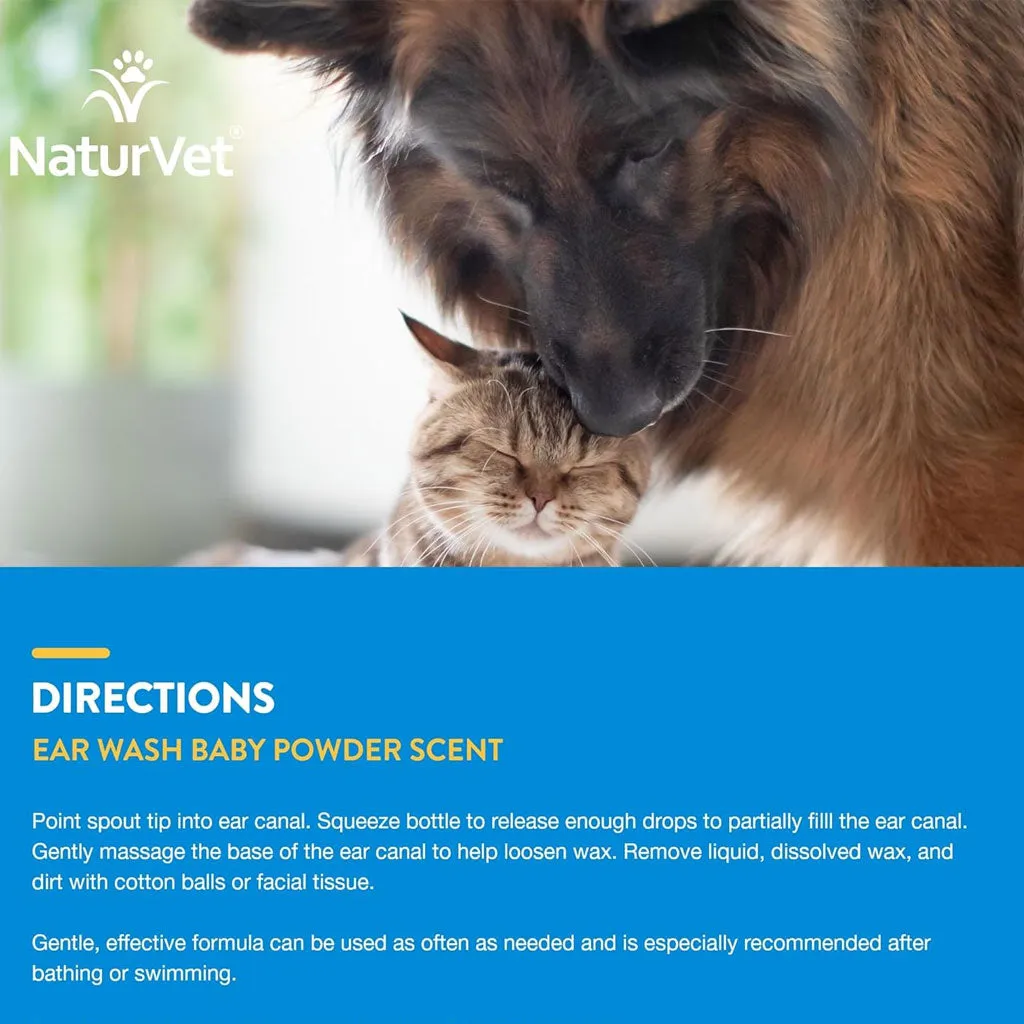 NaturVet Ear Wash Bay Powder Scent   Tea Tree Oil for Dogs & Cats, 4-oz