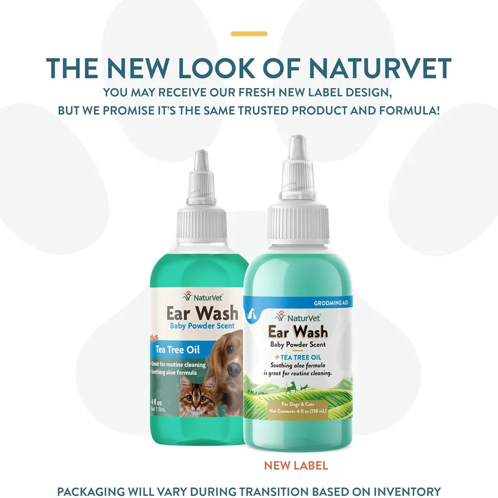 NaturVet Ear Wash Bay Powder Scent   Tea Tree Oil for Dogs & Cats, 4-oz