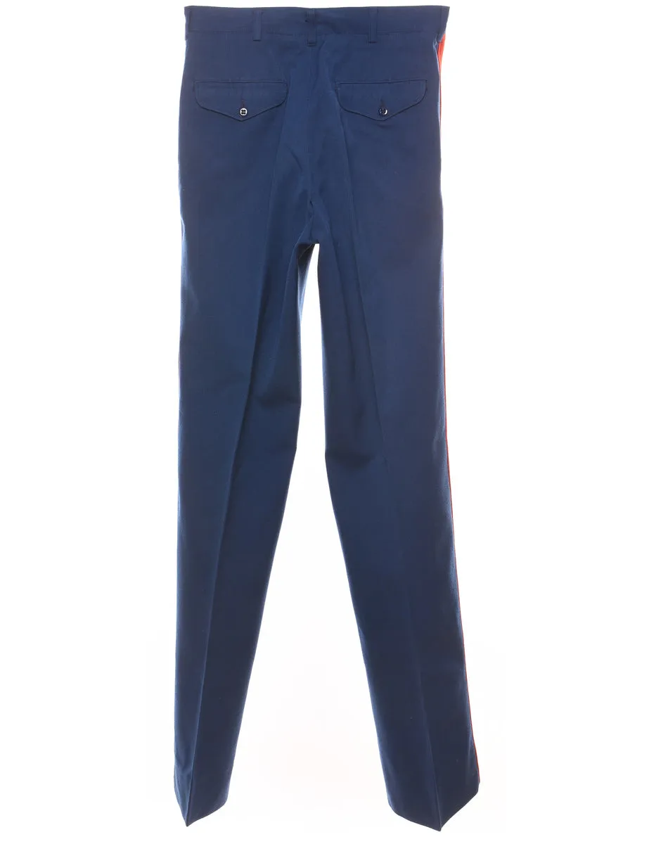 Navy & Red Contrast Trousers - W28 L36