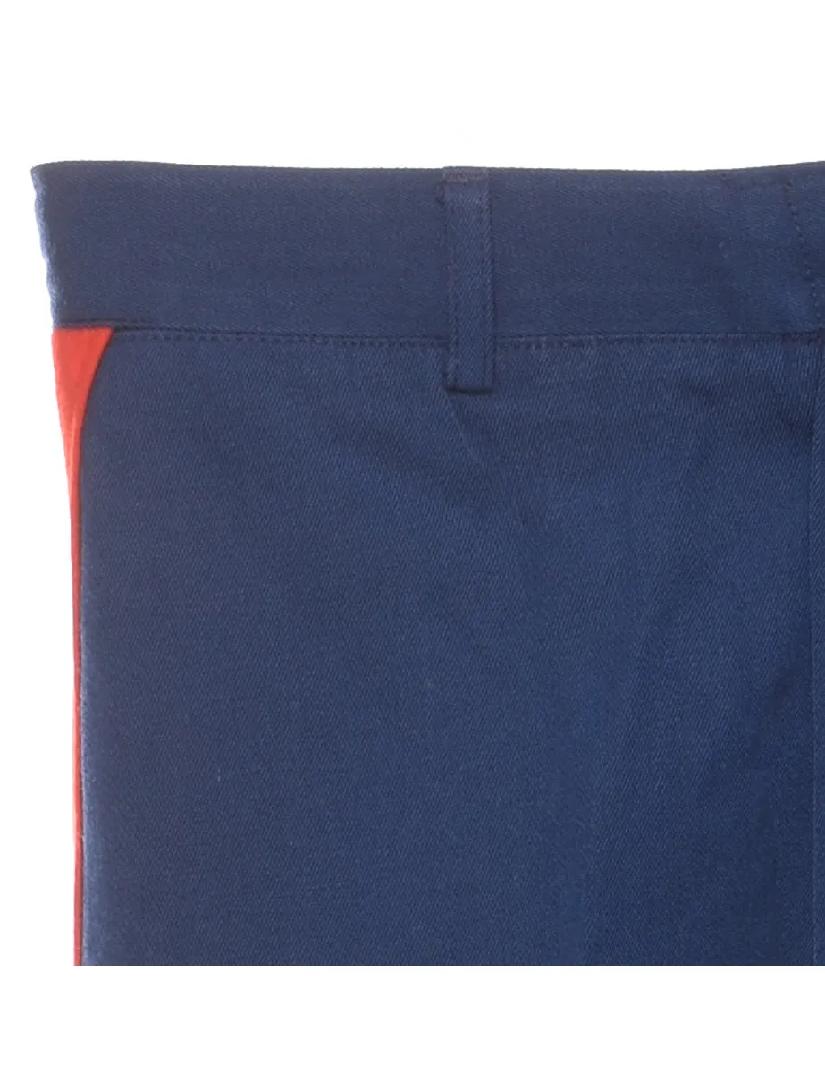 Navy & Red Contrast Trousers - W28 L36