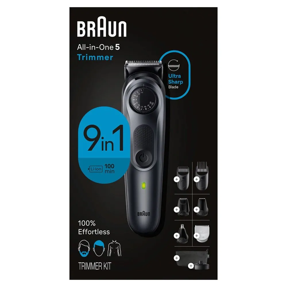 New - Braun All-in-One Series 5 AiO5490 Rechargeable 9-in-1 Body, Beard & Hair Trimmer