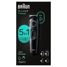 New - Braun Series 3 AiO3450 Rechargeable 5-in-1 Ear, Nose, Beard & Hair Trimmer