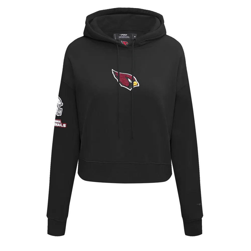 NFL ARIZONA CARDINALS CLASSIC WOMEN'S CROPPED FLC PO HOODIE (BLACK)