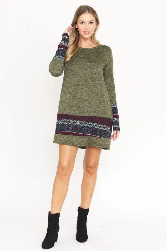 Nordic Print Knit Dress