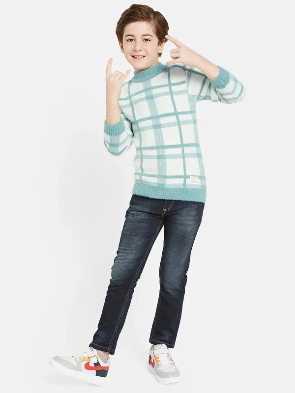 Octave Boys Blue White Checked Pullover