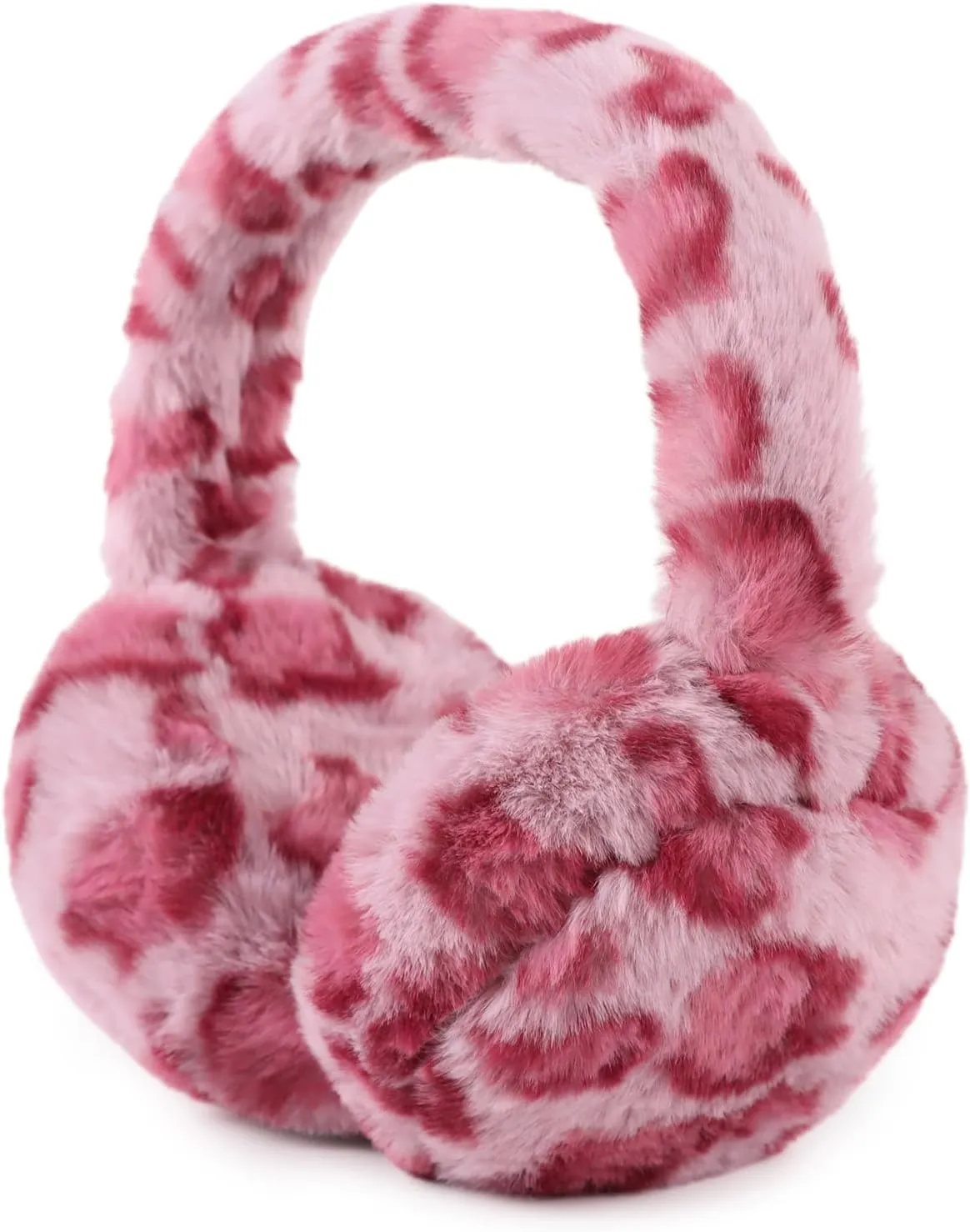 Orange Leopard Printed Foldable Faux Fur Winter Style Ear Muffs