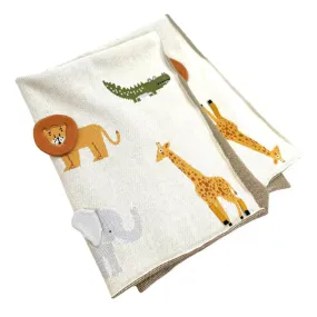 Organic Cotton 3D Knit Baby Blanket: Savannah Safari