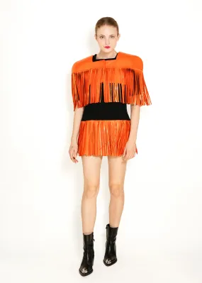 Paco Rabanne Leather Fringe Dress with Bolero