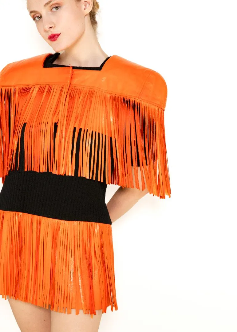 Paco Rabanne Leather Fringe Dress with Bolero