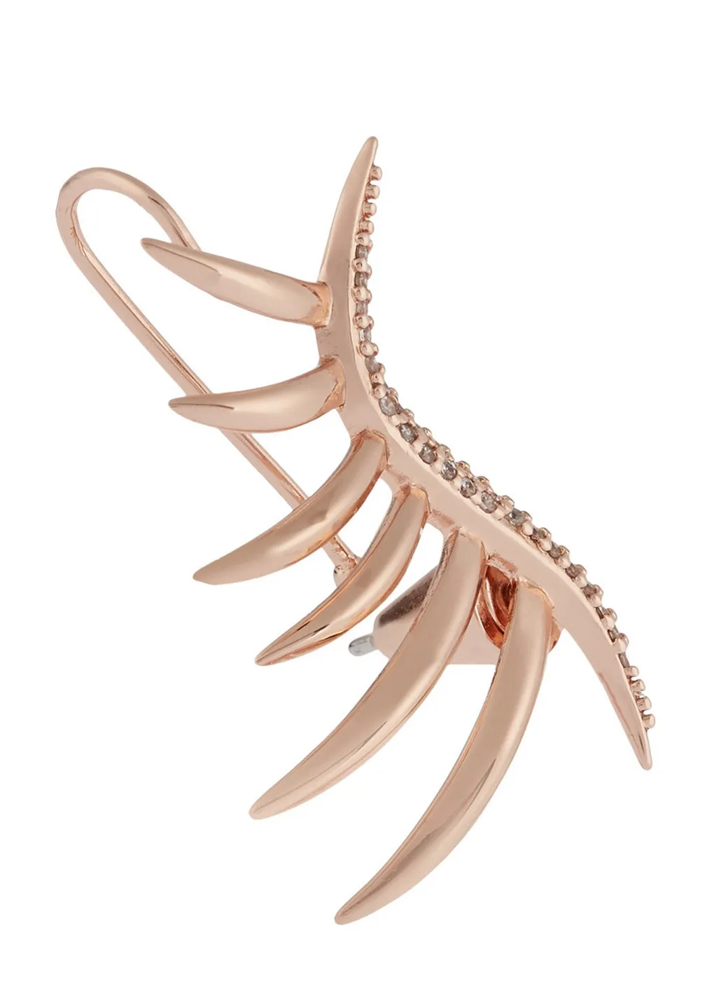 Pave Frond Earcuff, Rose Gold