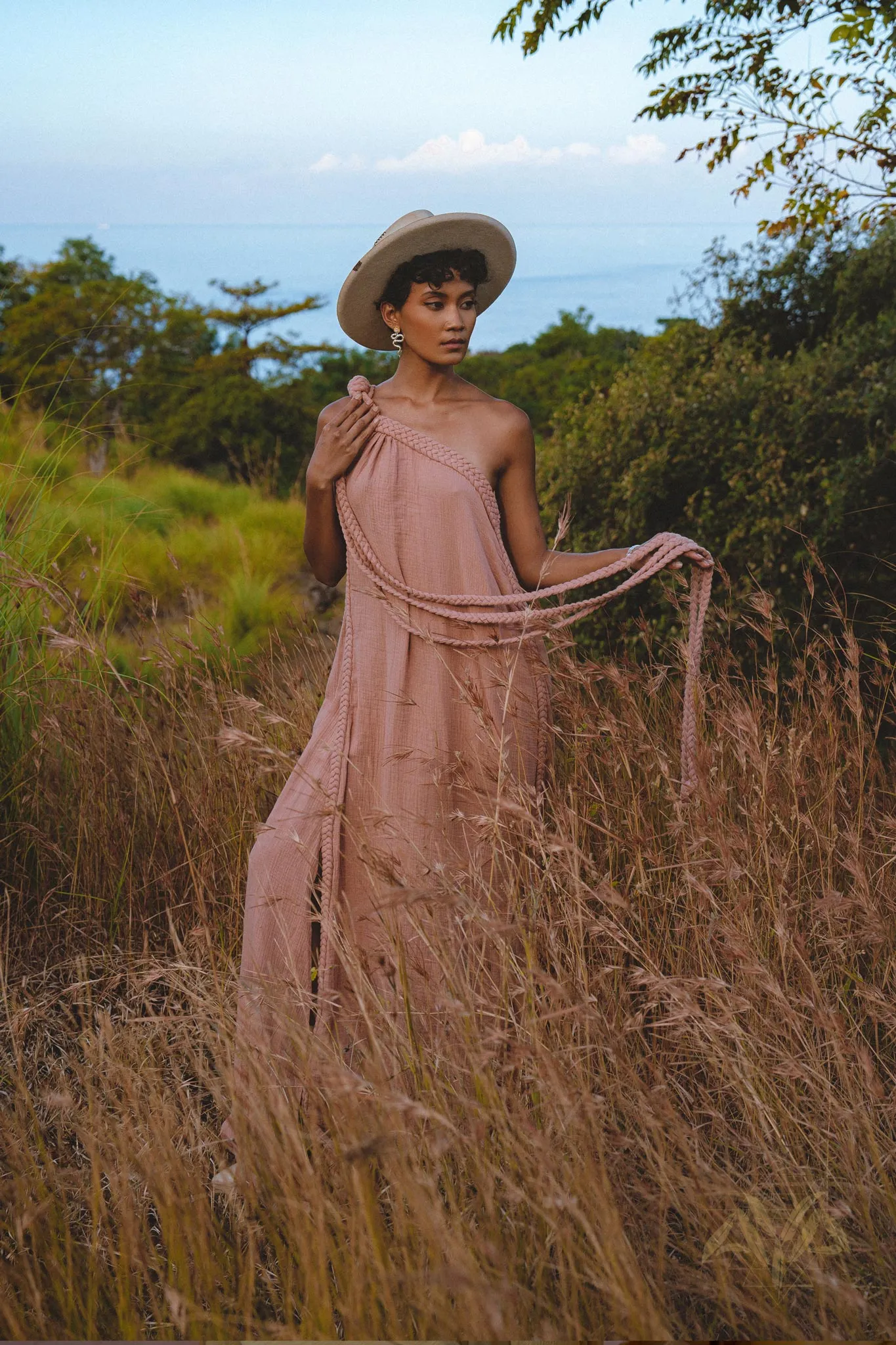 Pink Aurora Greek Goddess Dress • Boho Macrame Dress • Boho Sustainable Dress