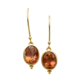 Pink Tourmaline Drop Earrings - "Satin Rosé"