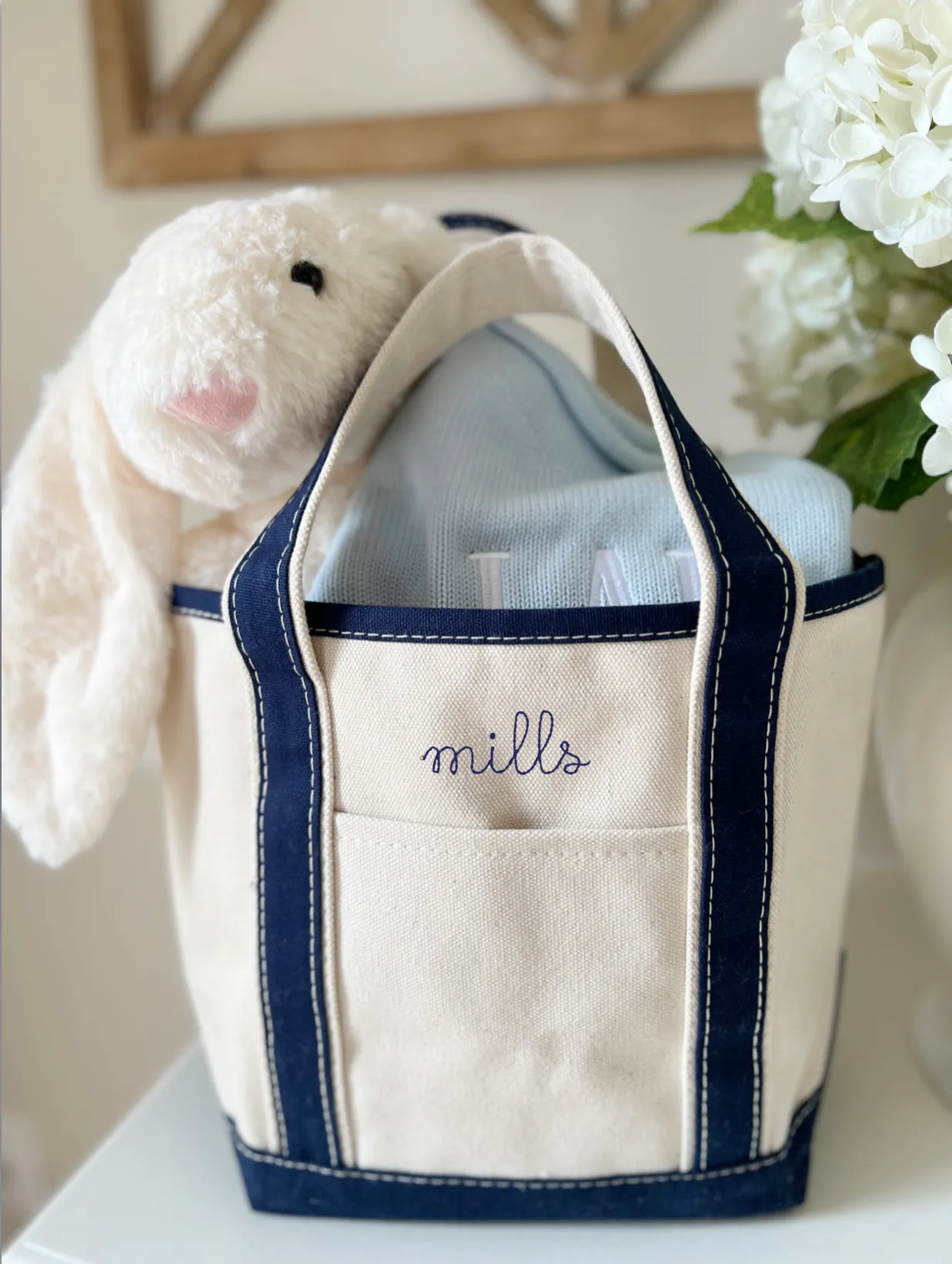 Plush Cream Monogrammed Bunny