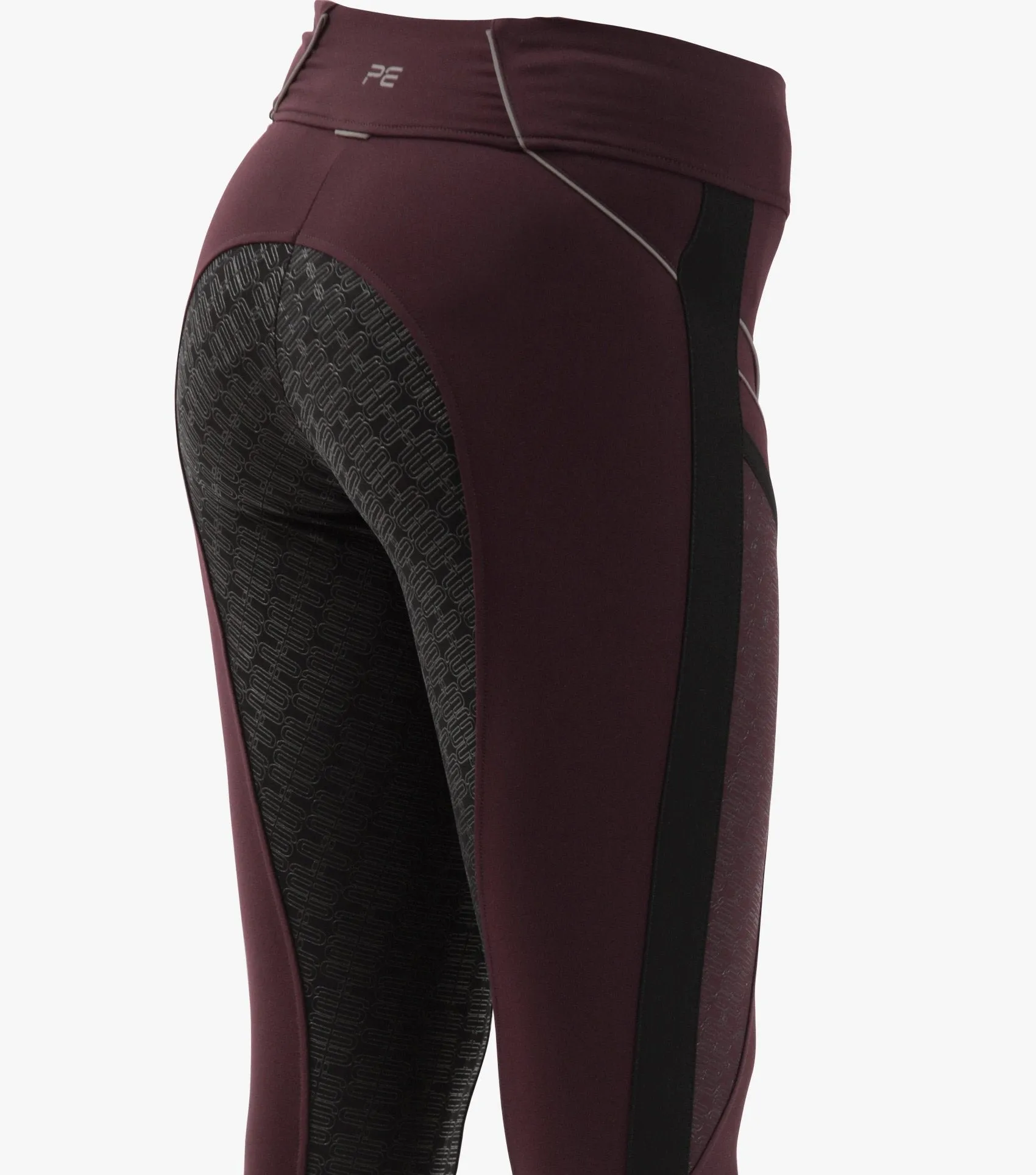 Premier Equine Astrid Girls Full Seat Gel Pull On Riding Tights (Wine)