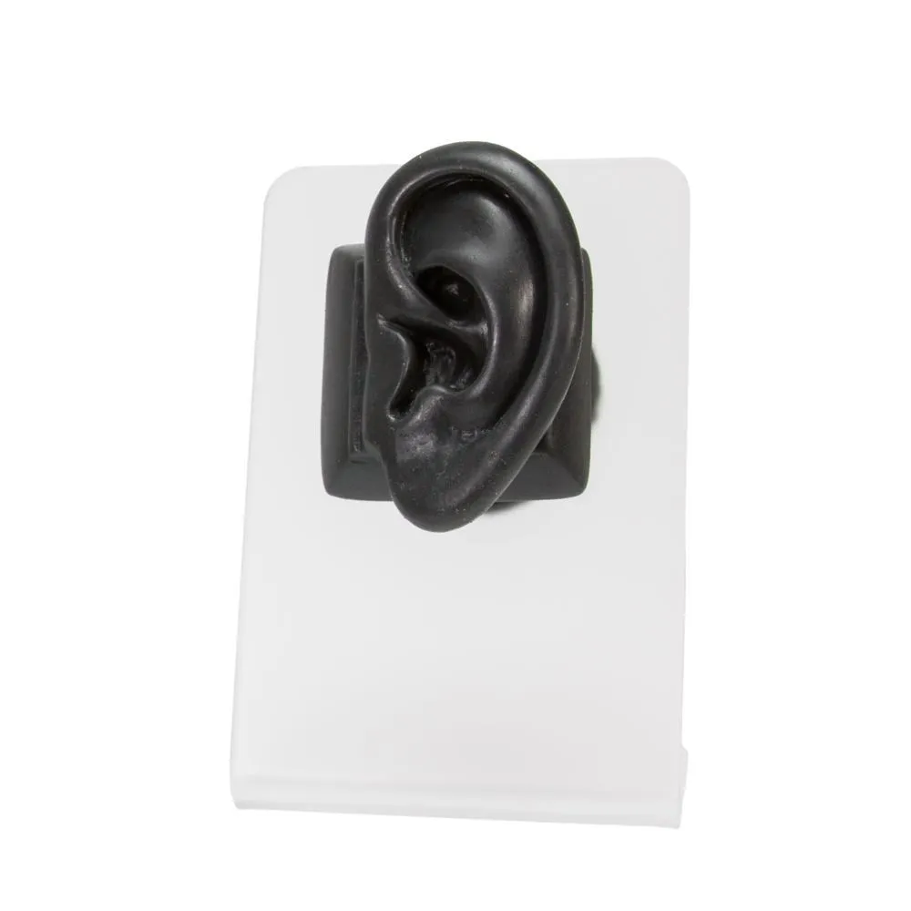 Realistic Adult-Sized Silicone Left Ear Display - Black Body Bit Version 2