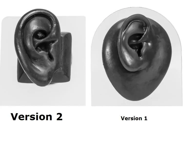 Realistic Adult-Sized Silicone Left Ear Display - Black Body Bit Version 2