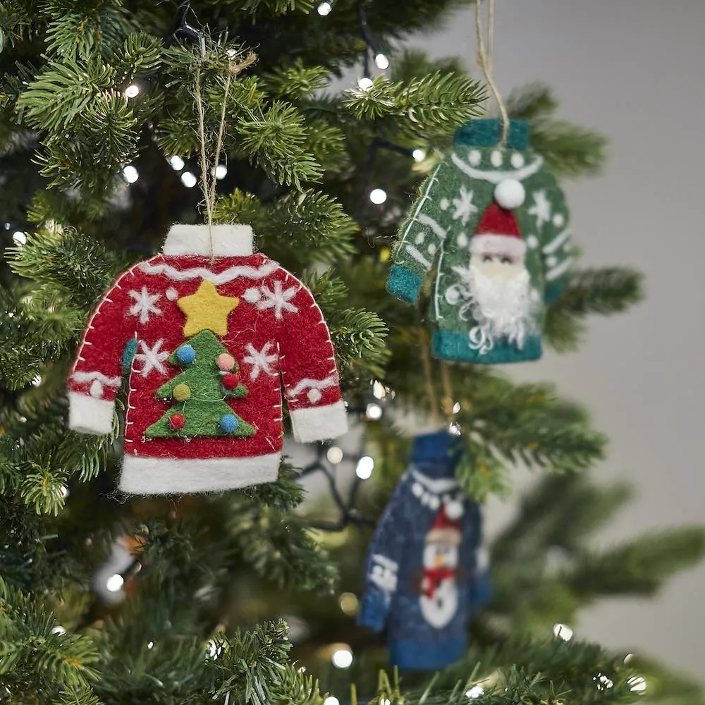 Red Christmas Jumper Felt Hanging Decoration