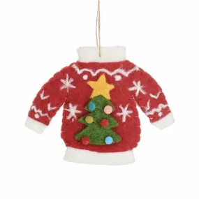 Red Christmas Jumper Felt Hanging Decoration