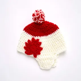 Red Heart Crochet Maple Leaf Earflap Hat