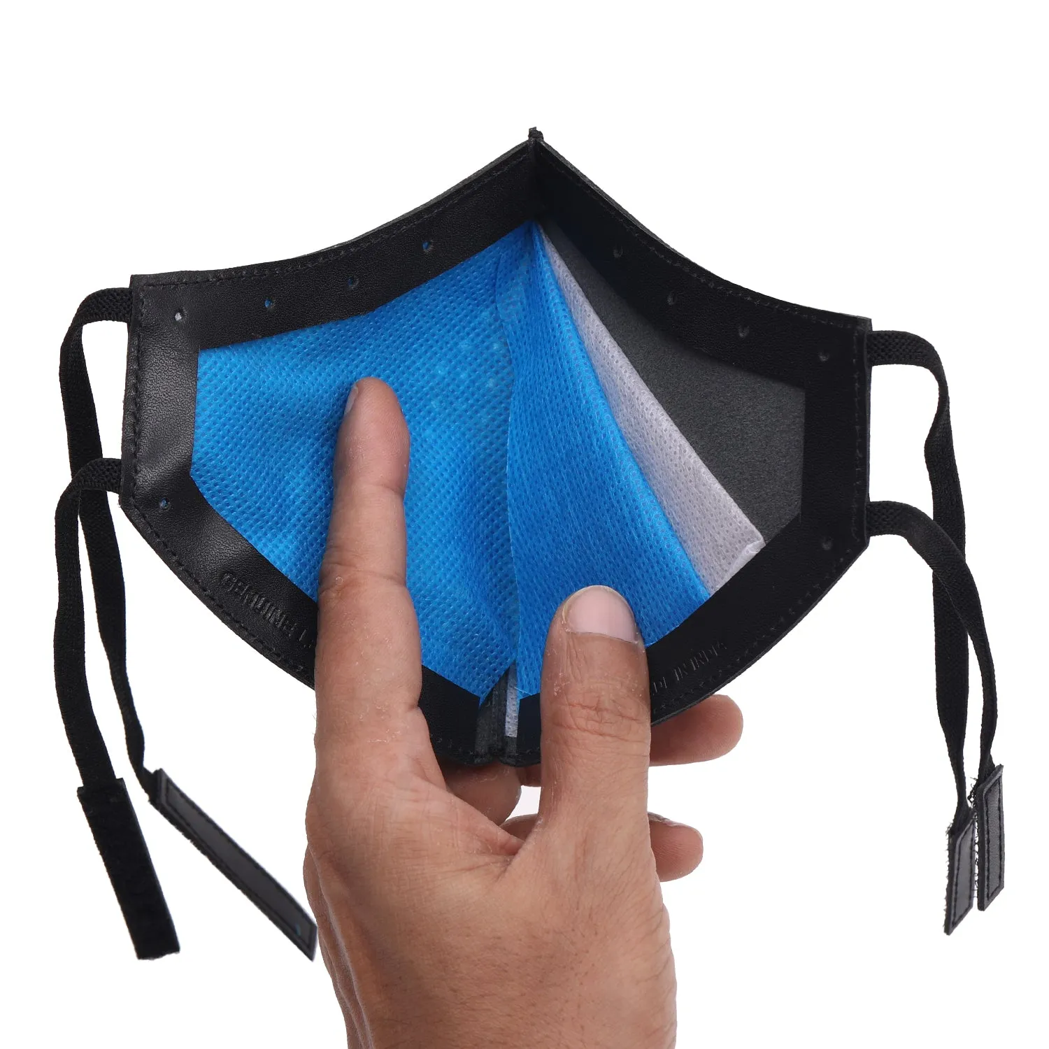 RL 81 Floater Leather Face Mask for anti pollution/anti dust /Biker outdoor With Changeable anti bacterial Filters - Qty 1 pc