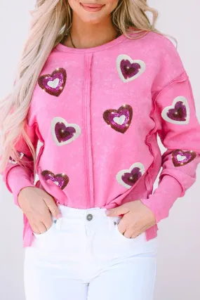 Sequin Heart Shaped Pullover