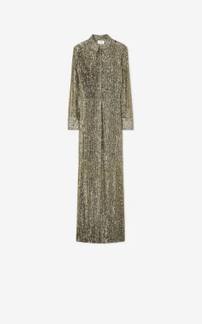 Sequin Knit Collared Gown