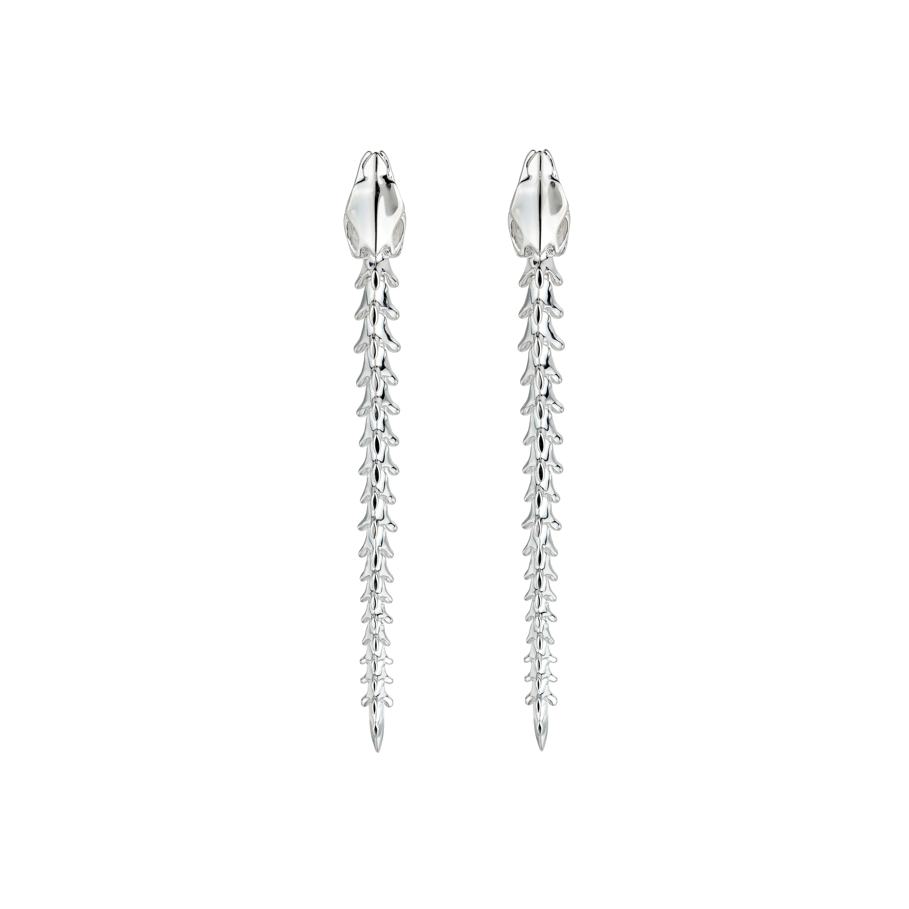 Serpent's Trace Drop Earrings - Silver