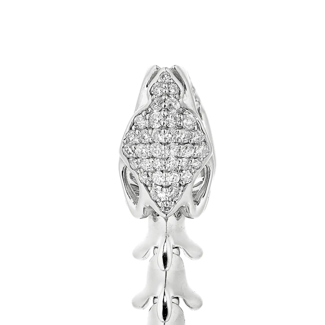 Serpent's Trace Long Drop Earrings - Silver & Diamond PavÃ©