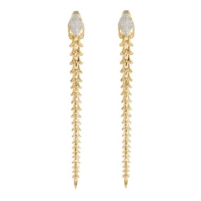 Serpent's Trace Long Drop Earrings - Yellow Gold Vermeil & Diamond PavÃ©