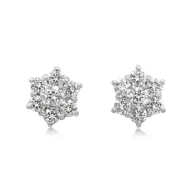 Seven Stone Brilliant Cut Diamond Cluster Ear studs - 18ct Gold