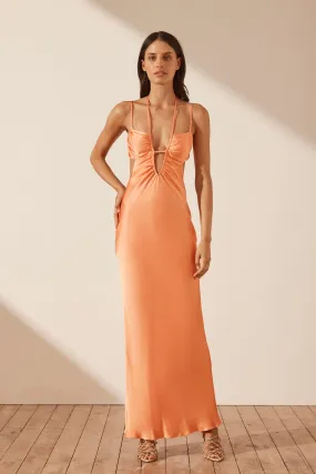 SHONA JOY ARIENZO CUT OUT OPEN BACK MAXI DRESS - GRAPEFRUIT