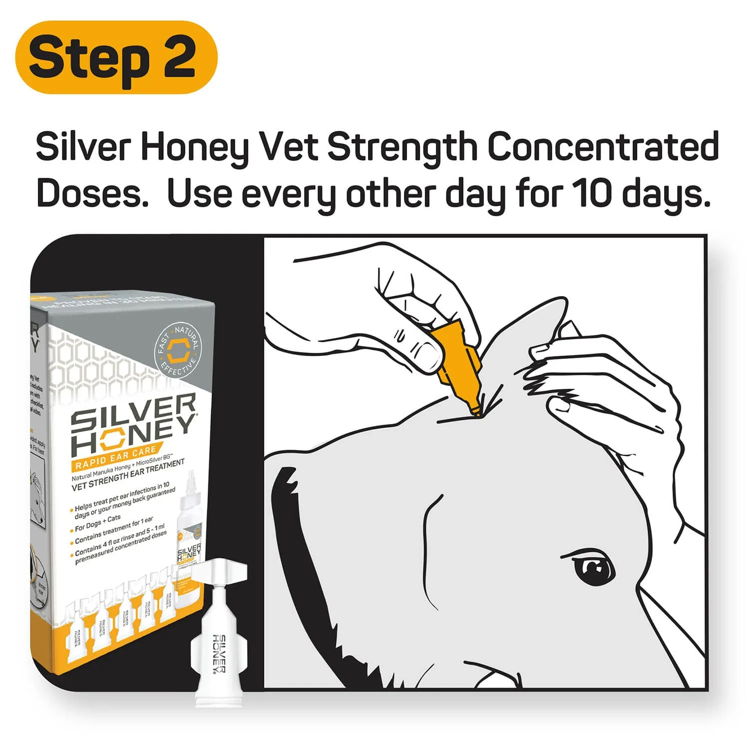 Silver Honey Rapid Ear Care Vet Strength Ear Treatment Rinse   Concentrated Doses