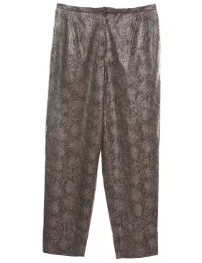 Snakeskin Pattern Brown Tapered Trousers - W32 L29