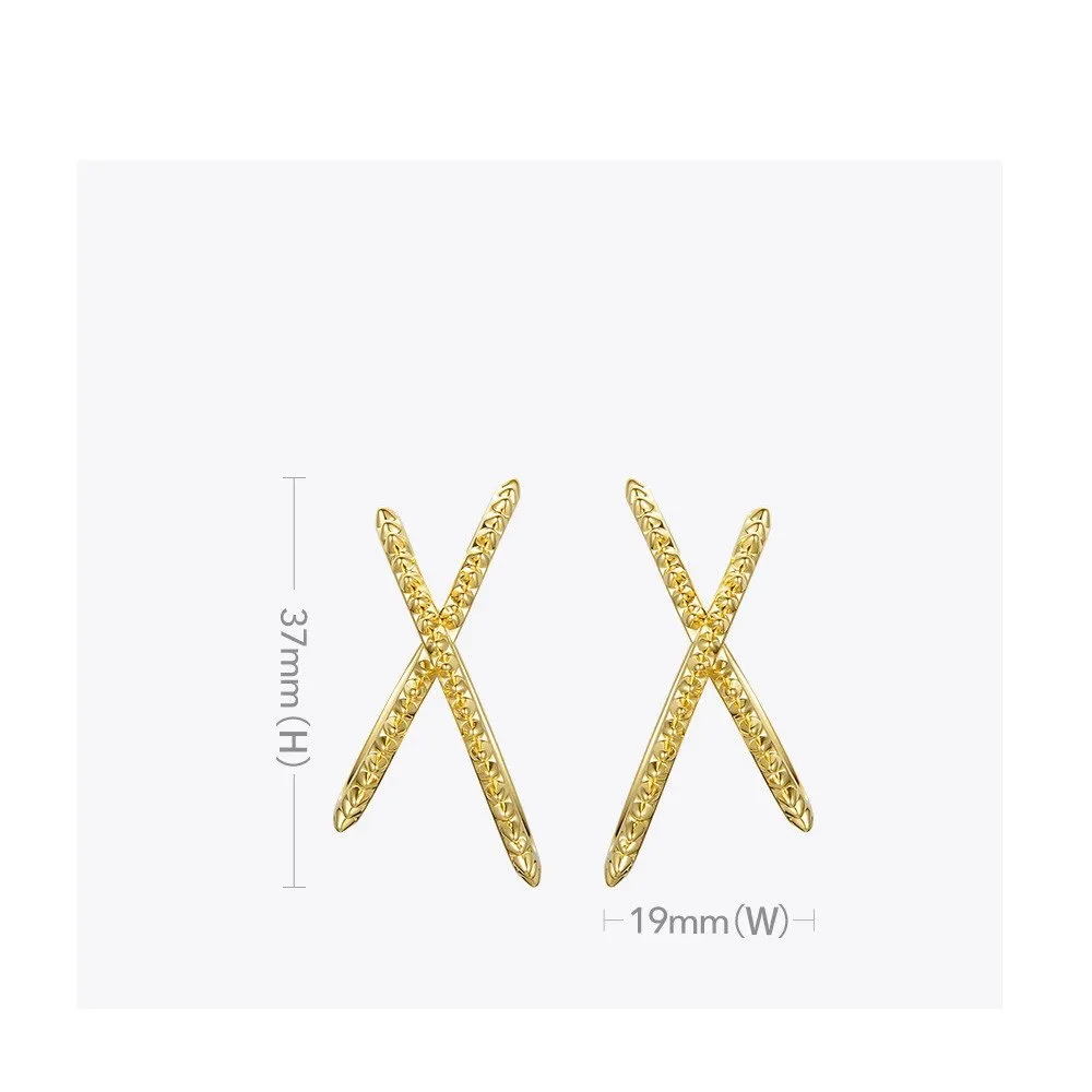 Spiked Criss Crossed Oval Gold Ear Cuffs | No Piercing