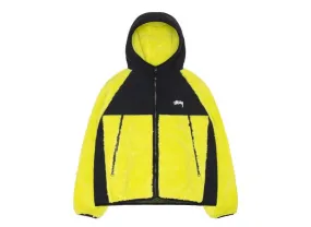 STUSSY POLAR SHERPA PANELED HOODED JACKET LIME