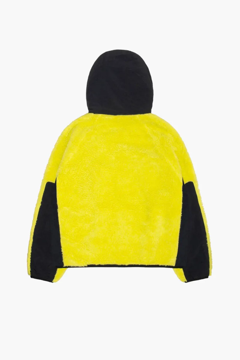 STUSSY POLAR SHERPA PANELED HOODED JACKET LIME