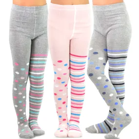 TeeHee Socks Kid's Casual Cotton Tights Multi Dots and Stripes 3-Pack (70686)