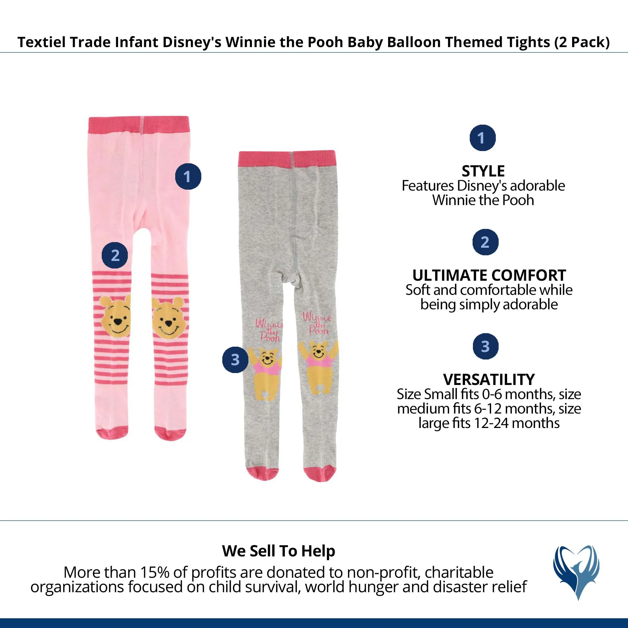 Textiel Trade Infant Disney's Winnie the Pooh Baby Balloon Themed Tights (2 Pack)