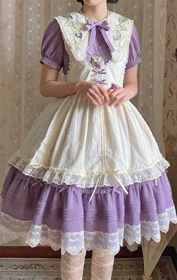 The Vineyard ~ Sweet Short Sleeve Lolita Dress Embroidered Party Dress by Alice Girl ~ Pre-order