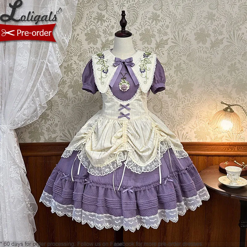 The Vineyard ~ Sweet Short Sleeve Lolita Dress Embroidered Party Dress by Alice Girl ~ Pre-order