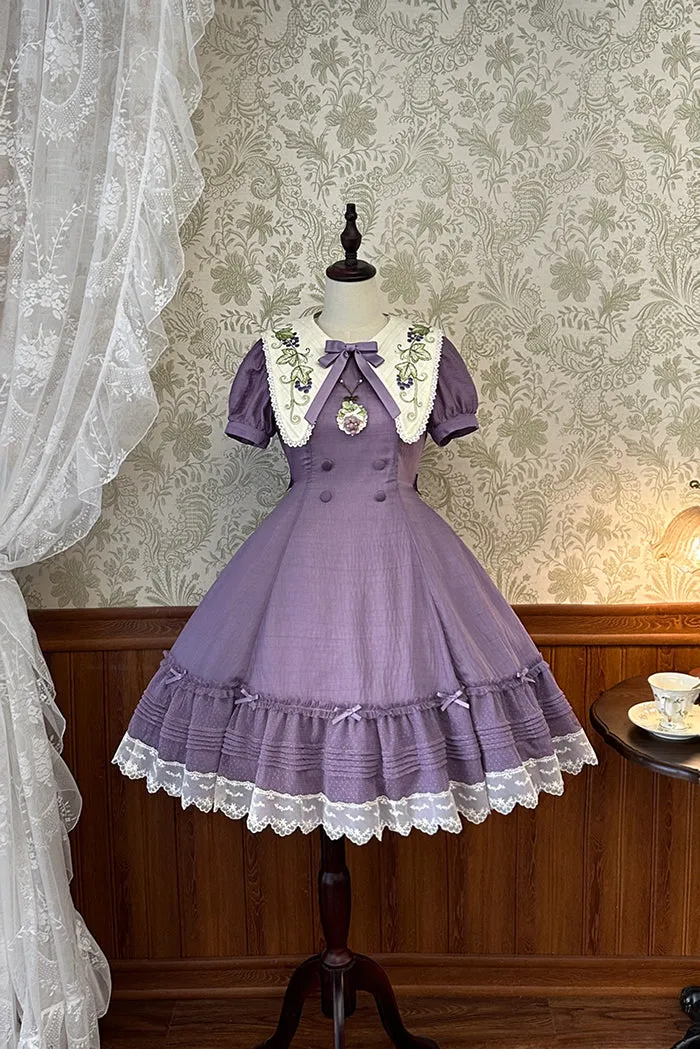 The Vineyard ~ Sweet Short Sleeve Lolita Dress Embroidered Party Dress by Alice Girl ~ Pre-order