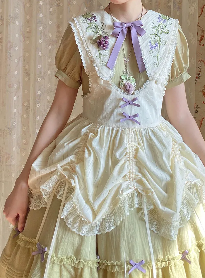 The Vineyard ~ Sweet Short Sleeve Lolita Dress Embroidered Party Dress by Alice Girl ~ Pre-order