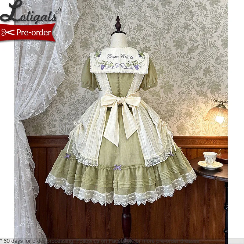 The Vineyard ~ Sweet Short Sleeve Lolita Dress Embroidered Party Dress by Alice Girl ~ Pre-order