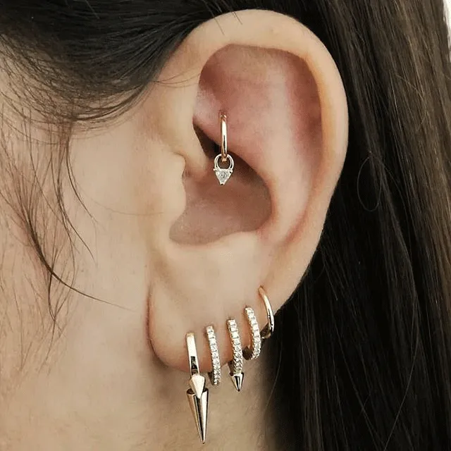 Triple Long Spike Clicker Earring by Maria Tash in Yellow Gold