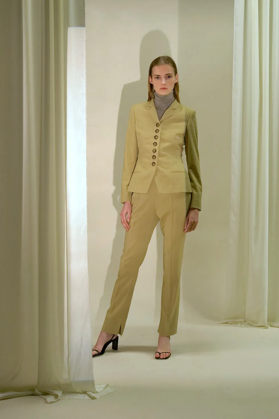Ulla Trousers | Khaki - Viscose blend