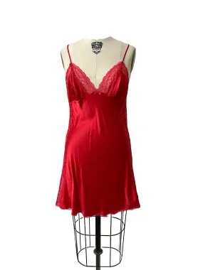 VICTORIA'S SECRET red satin lace trim negligee, L