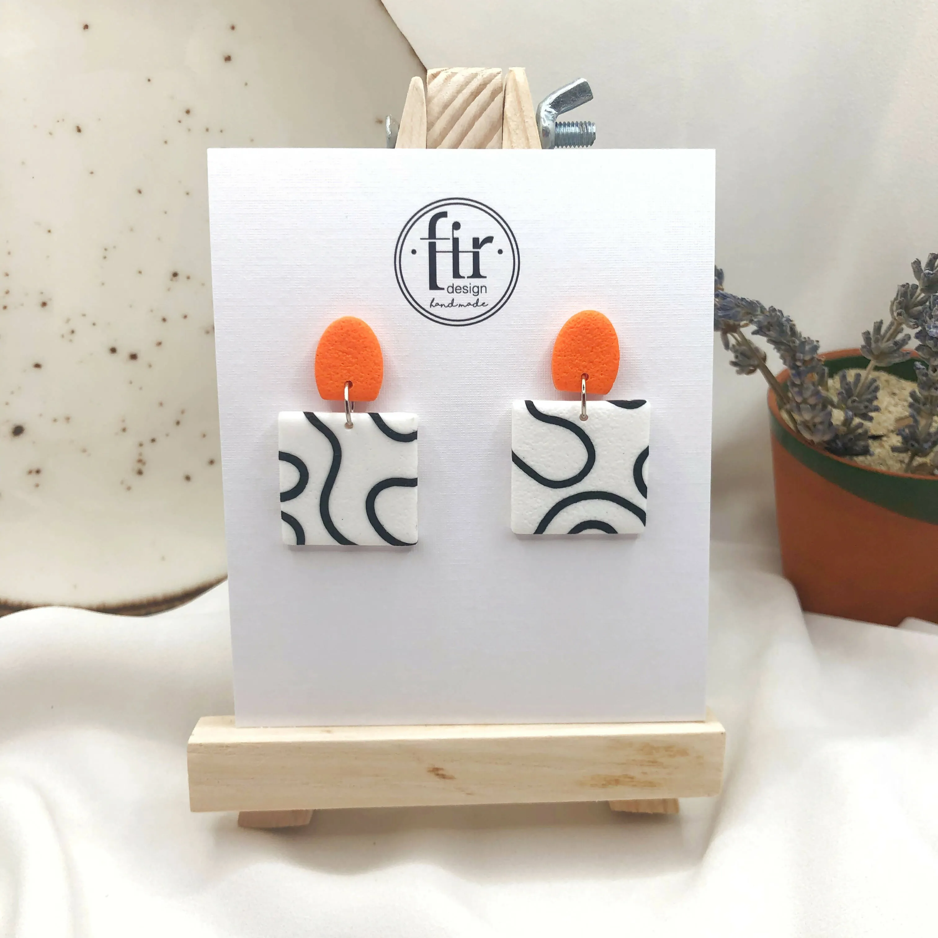 Waves Handmade Polymer Clay Earrings - Colorful Clay Earring Accessories