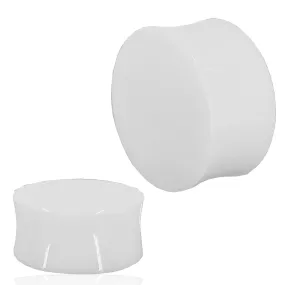 White Solid Acrylic Double Flare  Plugs | Gauges